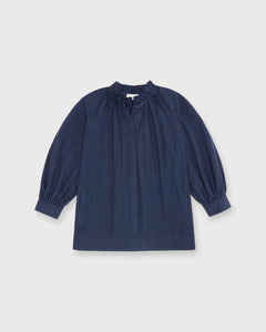 Frill Liya Shirt Jacket in Navy Garment-Dyed Stretch Poplin