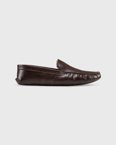House Slippers in Dark Brown Leather