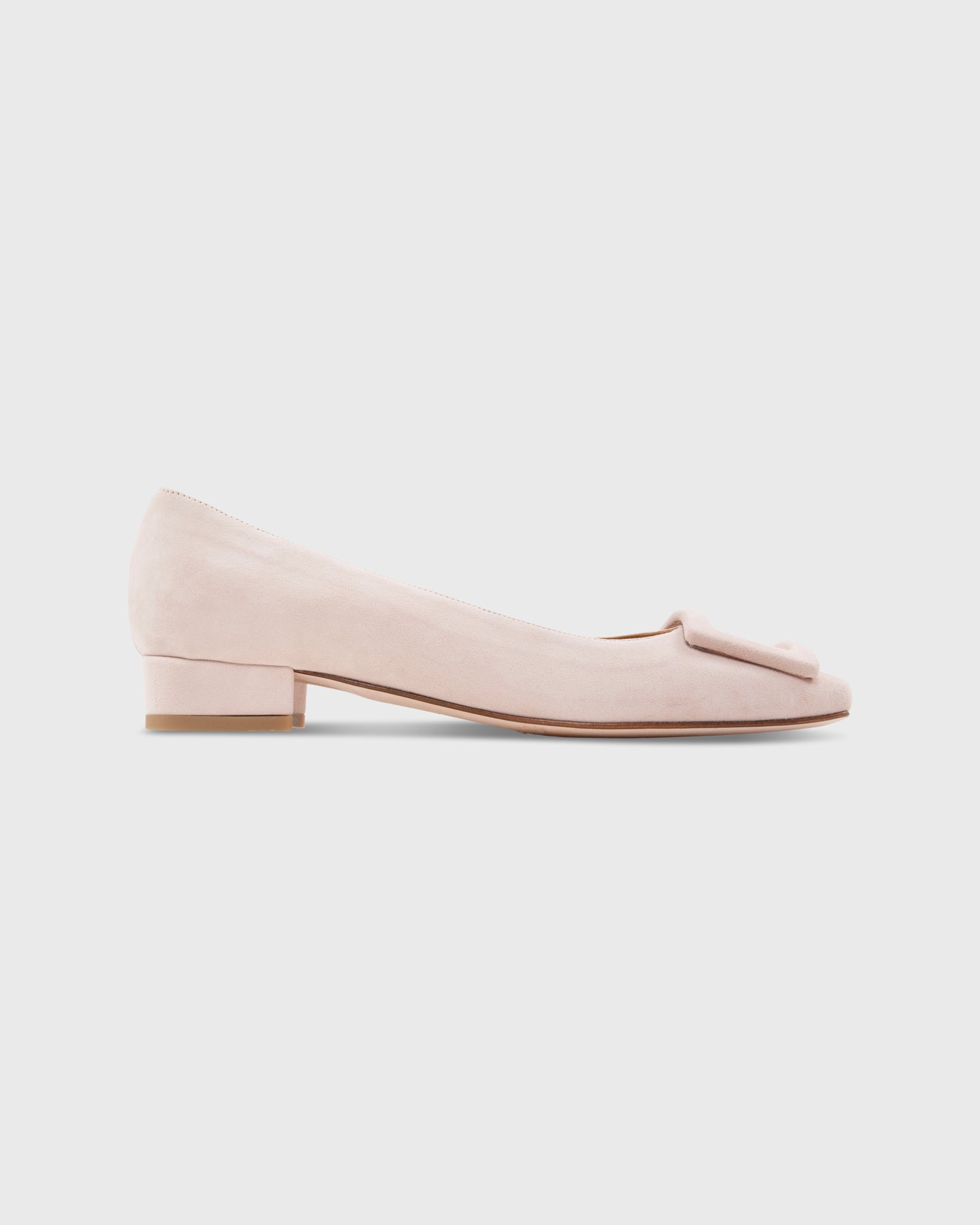 Buckle Shoe in Pale Pink Suede