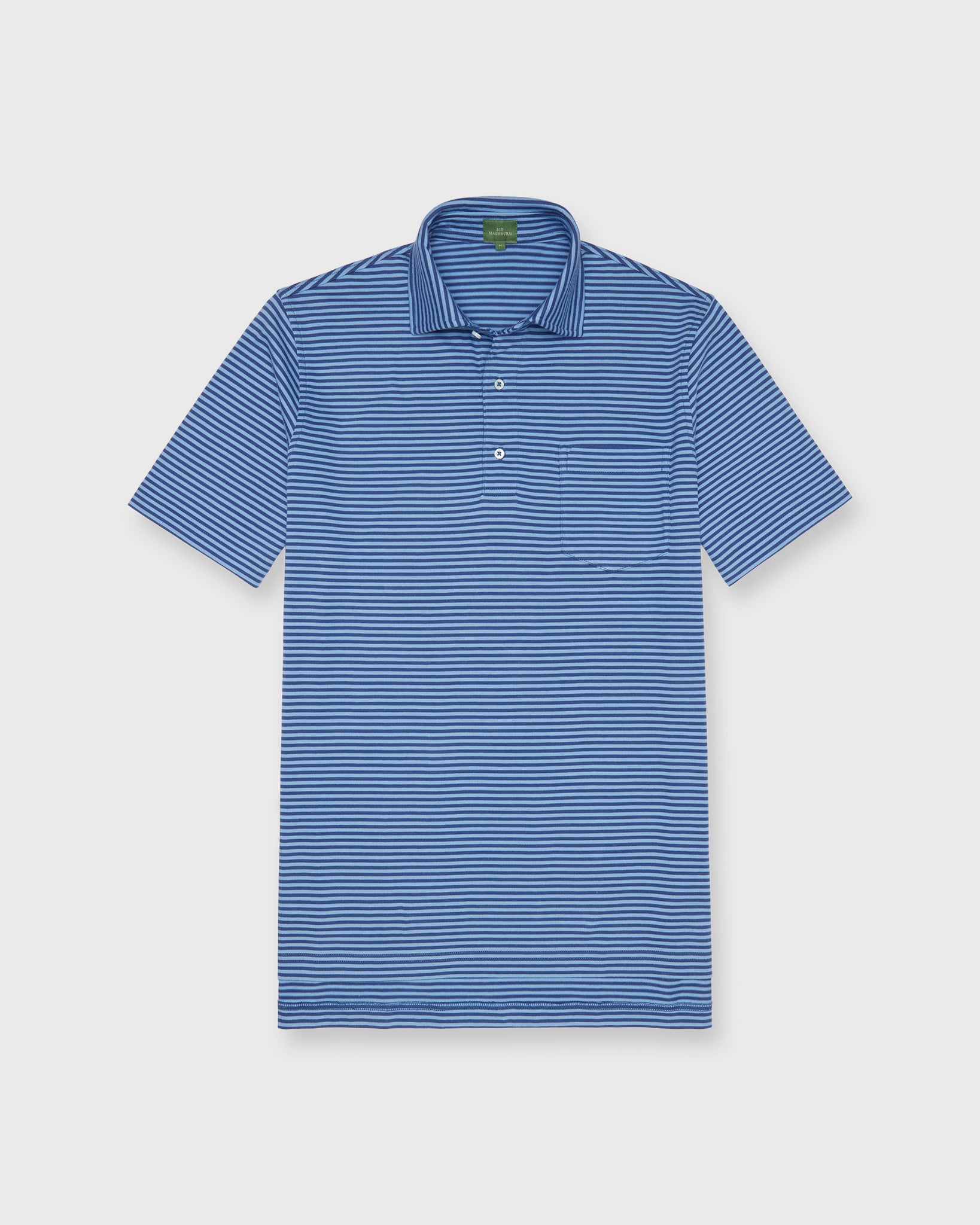 Short-Sleeved Polo in Ink/Coastal Stripe Jersey