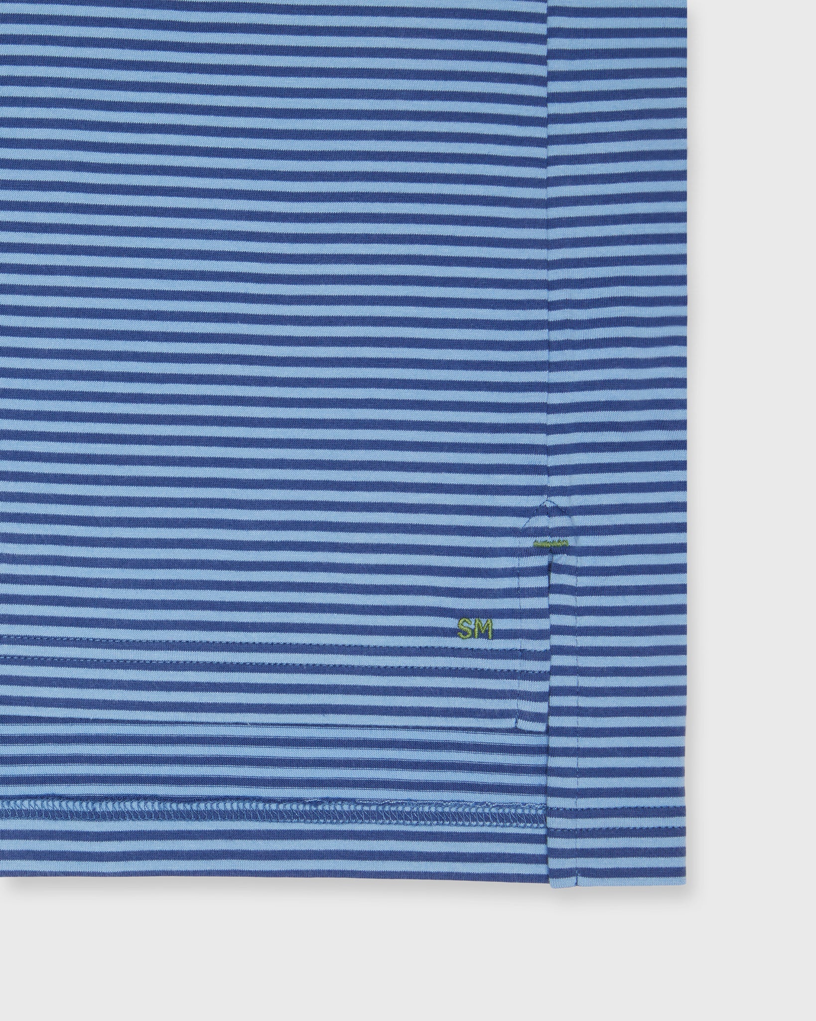 Short-Sleeved Polo in Ink/Coastal Stripe Jersey