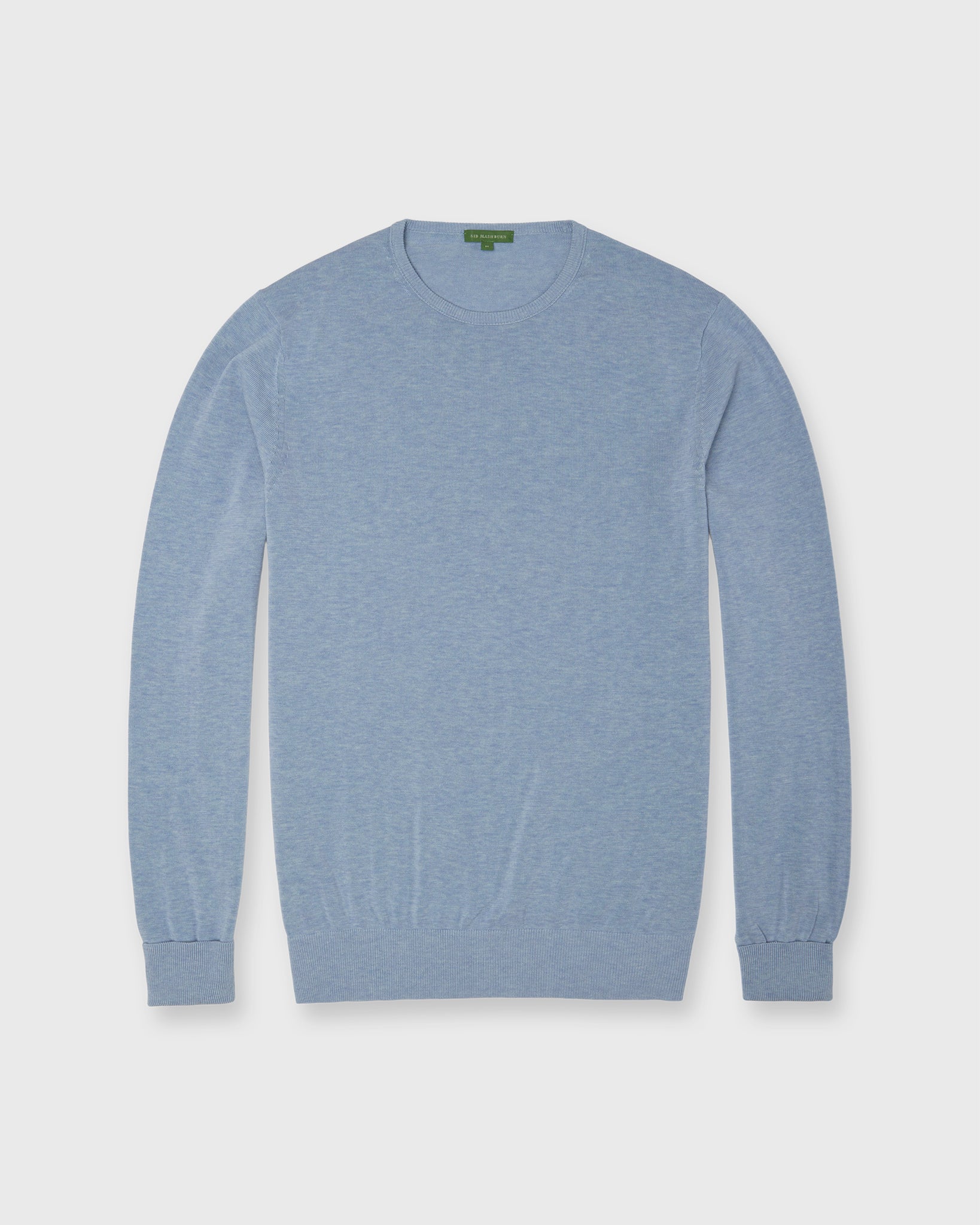 Crewneck Sweater in Pale Heather Sky Cotton | Shop Sid Mashburn