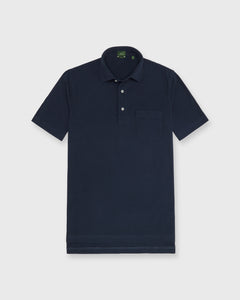 Slim-Fit Short-Sleeved Polo in Navy Jersey