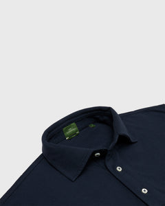 Slim-Fit Short-Sleeved Polo in Navy Jersey
