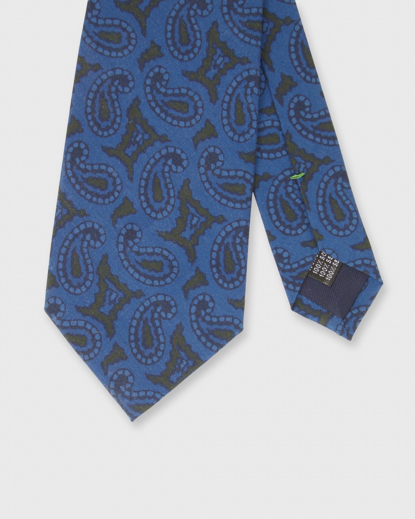 Silk Twill Print Tie in Royal/Dark Olive Paisley | Shop Sid Mashburn