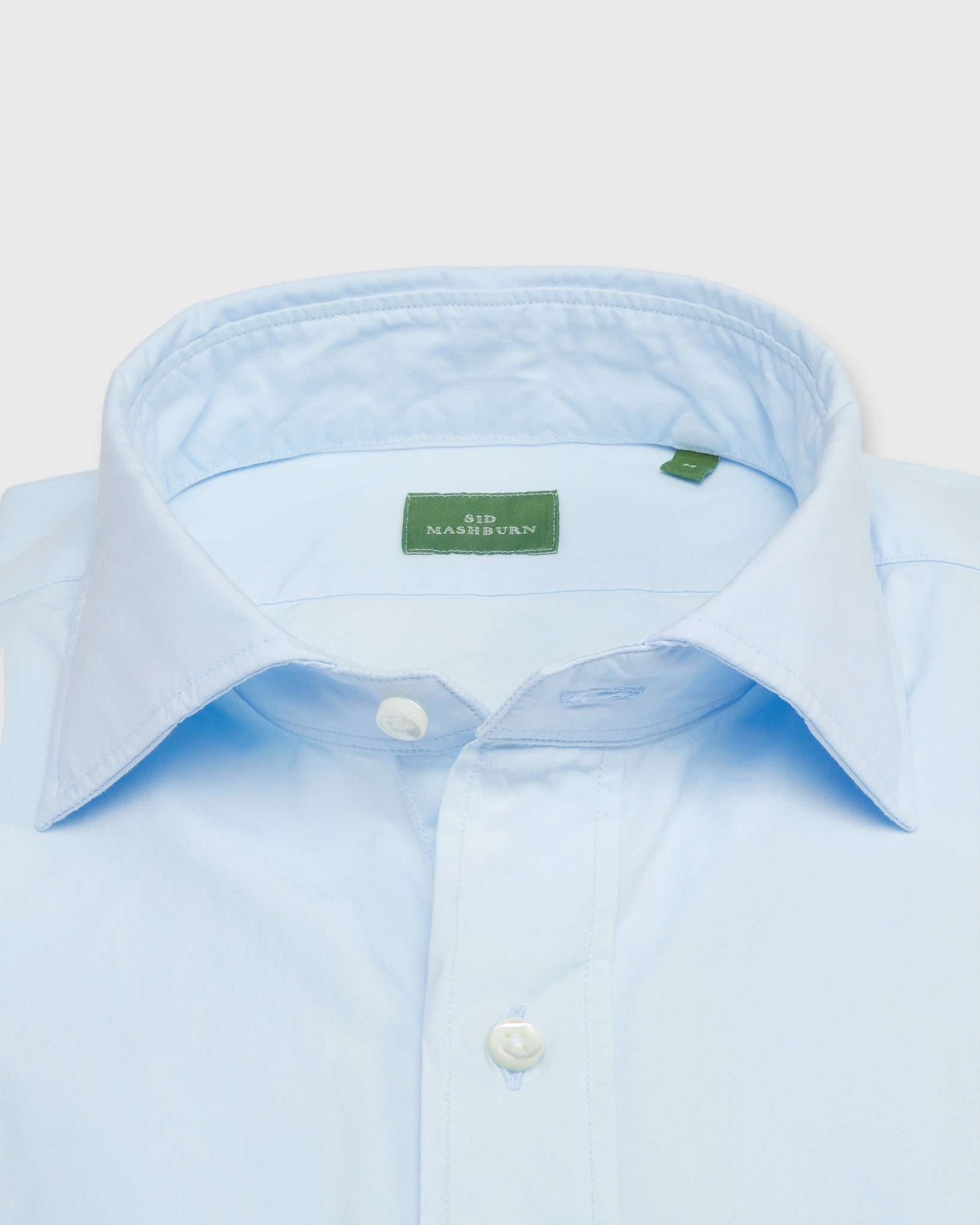 Spread Collar Sport Shirt Pale Blue Garment-Dyed Poplin