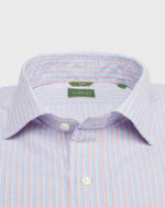 Load image into Gallery viewer, Slim-Fit Spread Collar Sport Shirt in Light Blue/Orange Multi Stripe Cotolino
