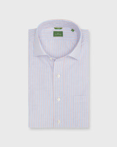 Slim-Fit Spread Collar Sport Shirt in Light Blue/Orange Multi Stripe Cotolino