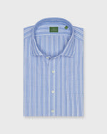 Load image into Gallery viewer, Spread Collar Popover Shirt in Blue Double Stripe Poplin
