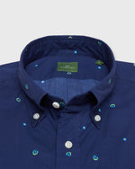 Load image into Gallery viewer, Short-Sleeved Button-Down Sport Shirt in Navy/Green/Blue Tie-Dye Dot Print Poplin
