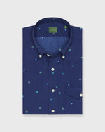 Load image into Gallery viewer, Short-Sleeved Button-Down Sport Shirt in Navy/Green/Blue Tie-Dye Dot Print Poplin
