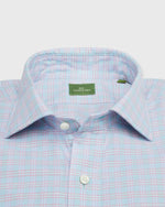 Load image into Gallery viewer, Spread Collar Popover Shirt in Sky/Pink Plaid Linen

