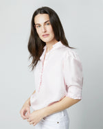 Load image into Gallery viewer, Elbow-Sleeve Frill Blouse in Pale Pink Silk Twill
