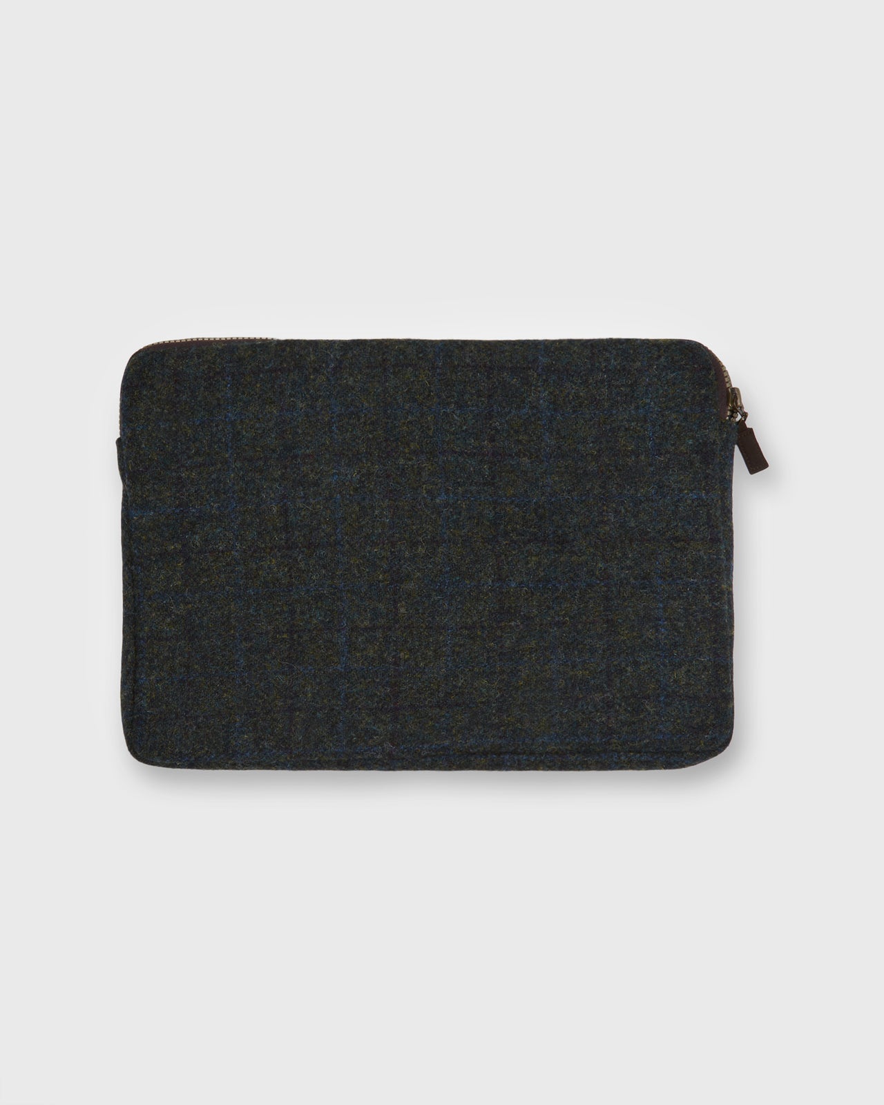 Laptop Case in Brown/Spruce/Navy Plaid Harris Tweed