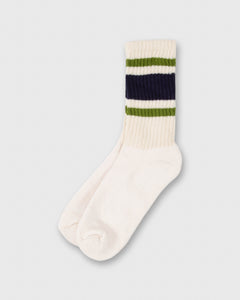 Retro Stripe Socks in Navy/Chive