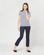 Load image into Gallery viewer, Short-Sleeved Relaxed Tee in White/Navy Stripe Jersey
