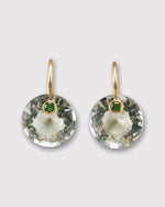 Load image into Gallery viewer, Small Round Gem Earrings in Green Quartz/Tsavorite

