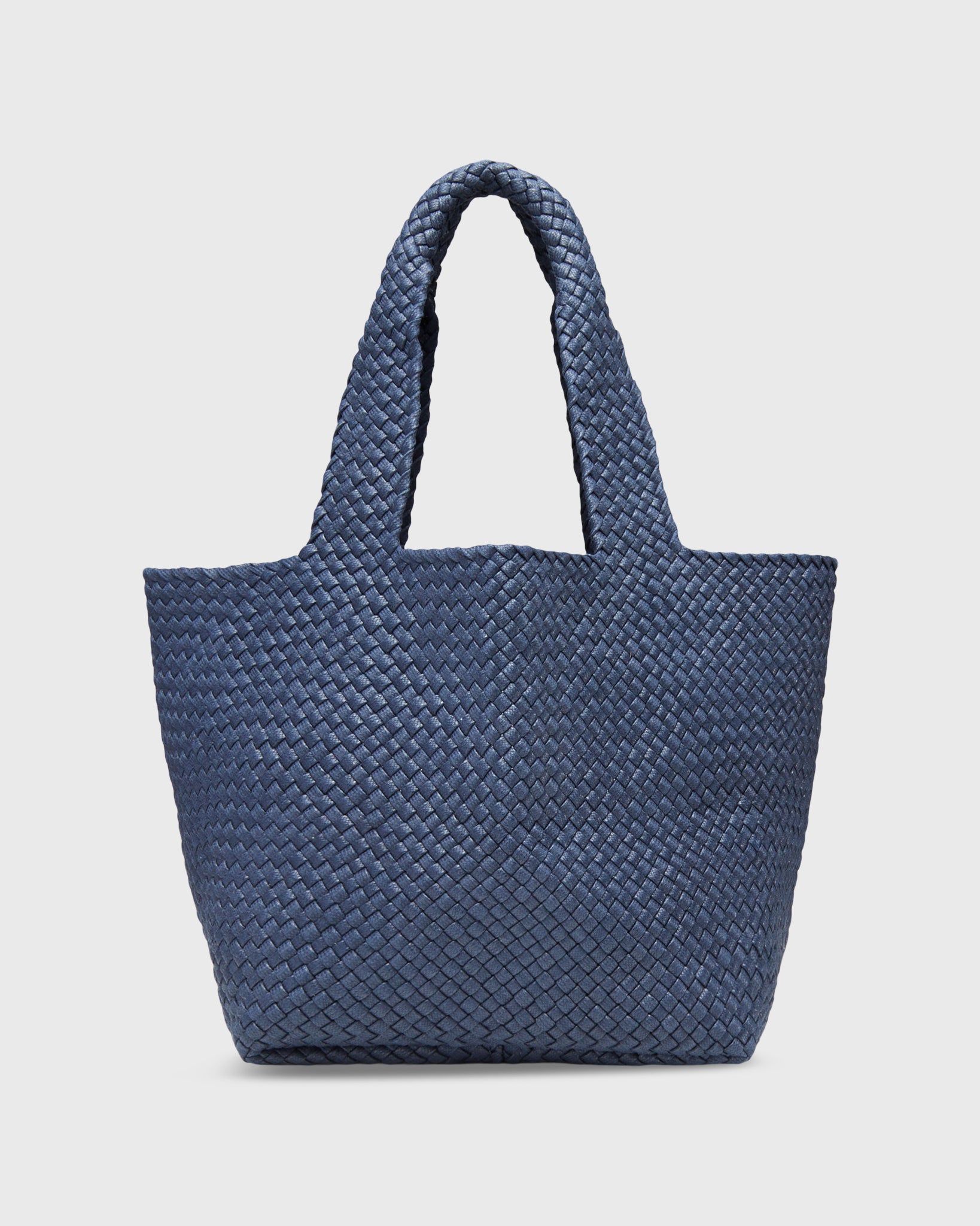 Handwoven Paola Bucket Bag in Navy Coated Cotton