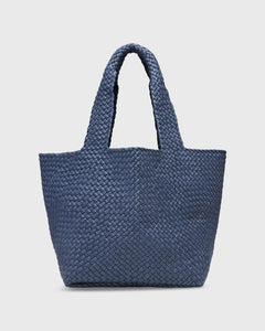 Handwoven Paola Bucket Bag in Navy Coated Cotton