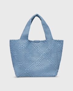 Mercato Handwoven Tote in Steel Blue Leather