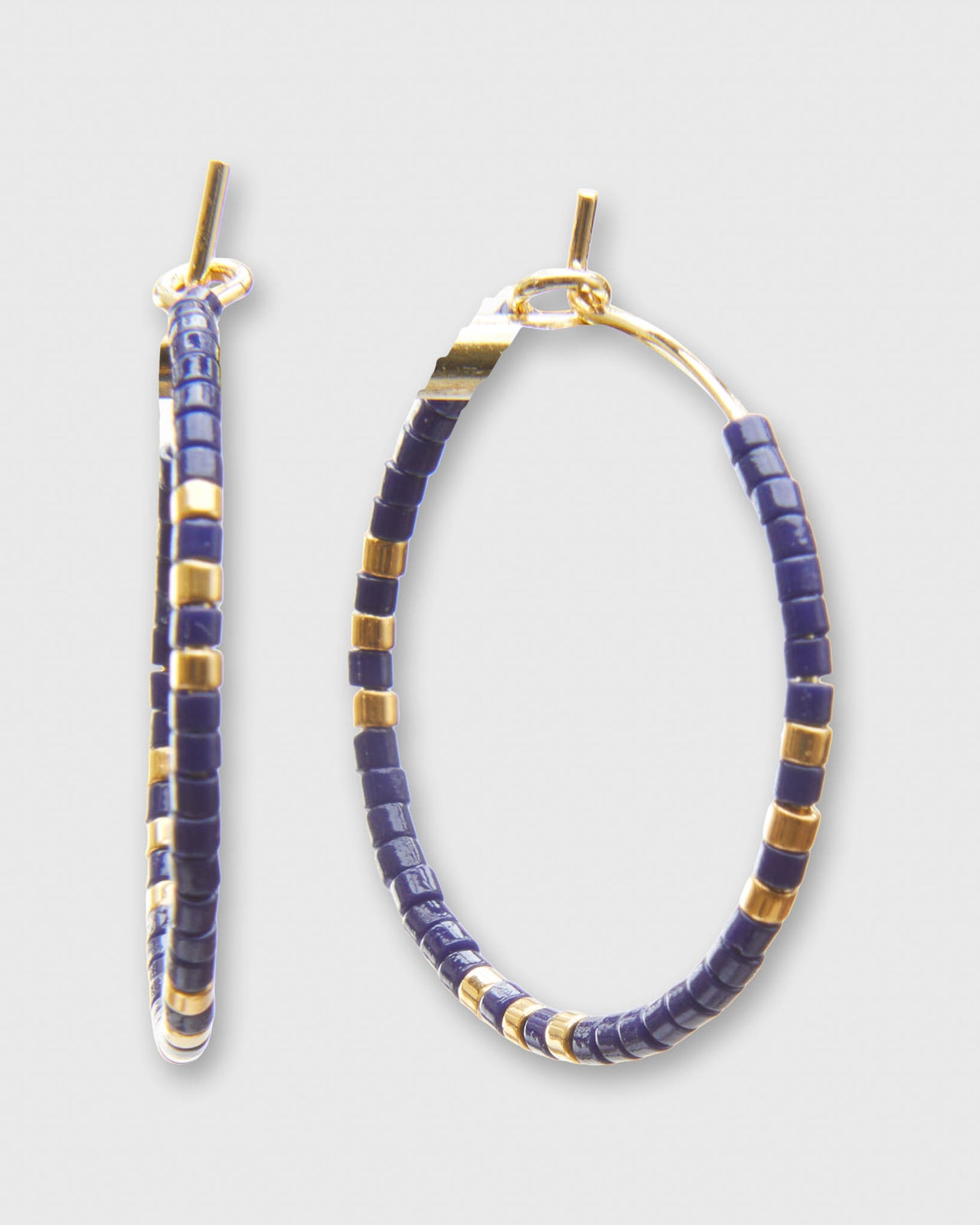 Small Zoe Hoop Earrings in Navy