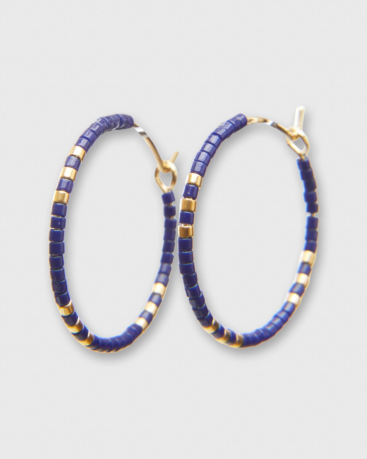 Small Zoe Hoop Earrings in Navy