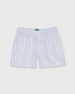 Load image into Gallery viewer, Button-Front Boxer Short in Blue/Yellow/White Multi Stripe Poplin
