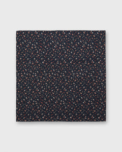 Cotton Print Pocket Square in Navy/Rose Small Floral