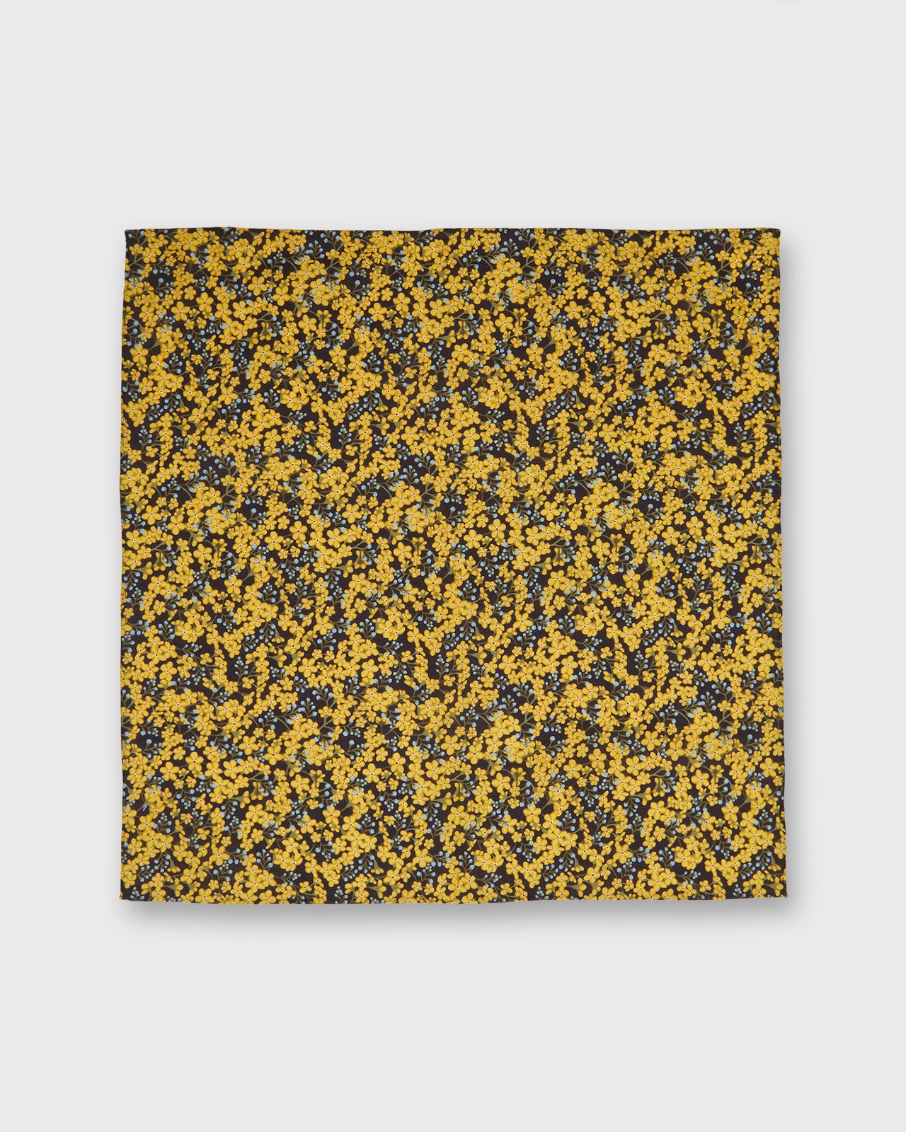 Cotton Print Pocket Square in Yellow/Blue/Brown Star Anise Liberty Fabric
