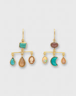 Load image into Gallery viewer, Balance Drop Earrings in Taupe/Turquoise
