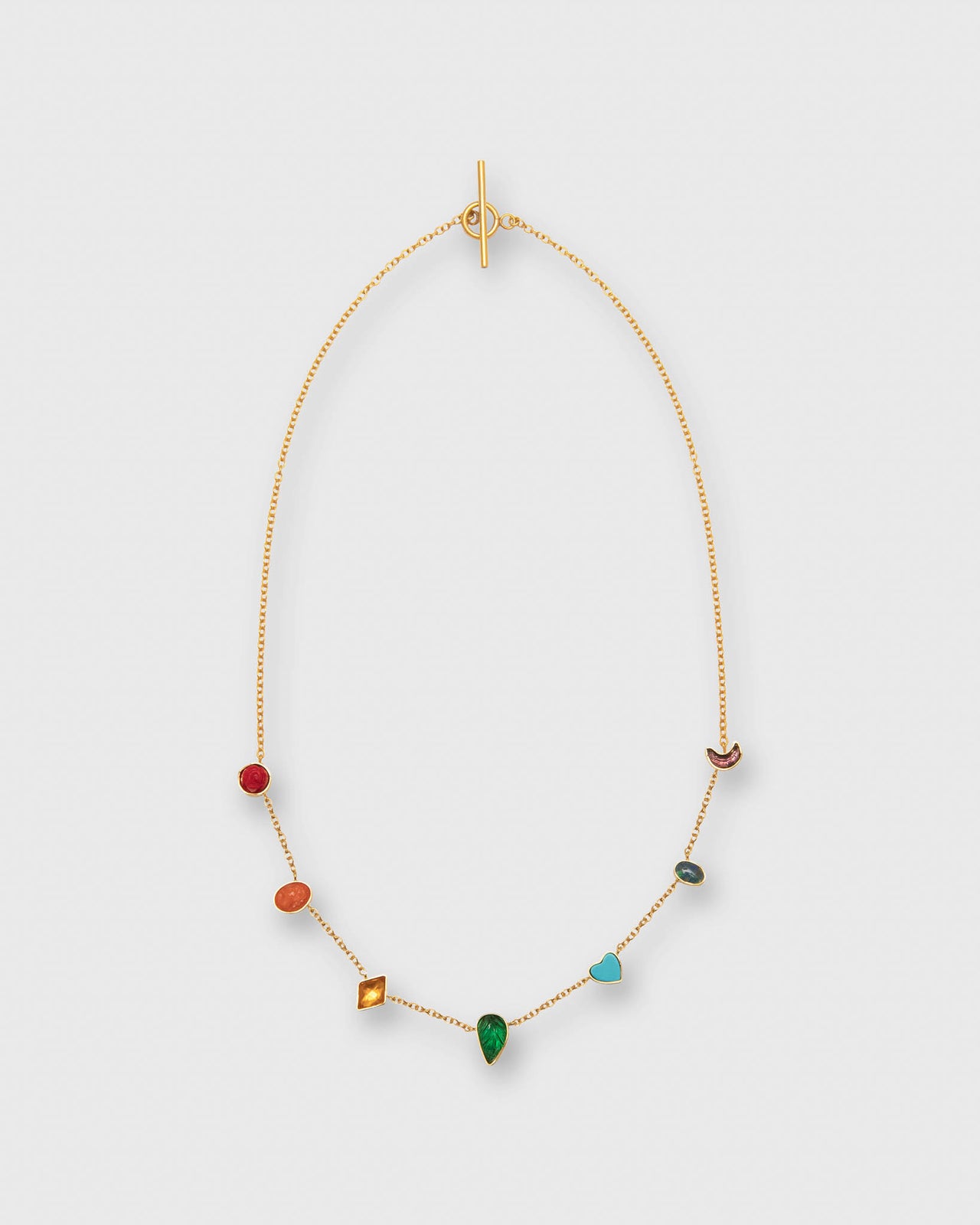 Five Mini Charm Necklace in Rainbow