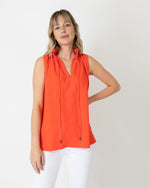 Load image into Gallery viewer, Emilia Top in Tangerine Stretch Linen
