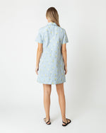 Load image into Gallery viewer, Short-Sleeved Popover Dress in Blue/Yellow Fil Coupé Floral Gingham Taffeta
