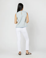 Load image into Gallery viewer, Fringed Shell Top in Sky/Multi Tweed
