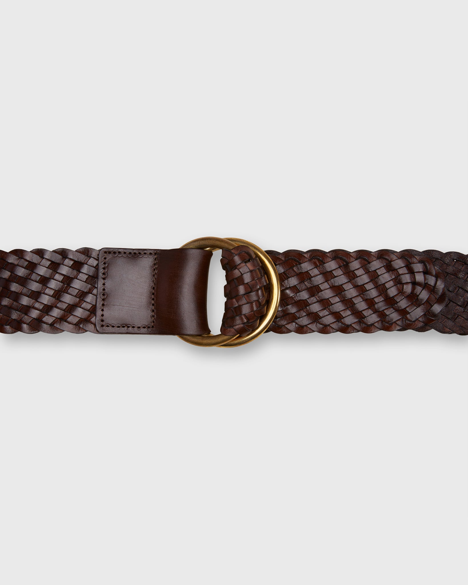 2 Double O-Ring Woven Belt Chocolate Leather