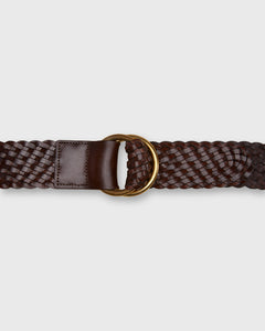 2" Double O-Ring Woven Belt in Chocolate Leather