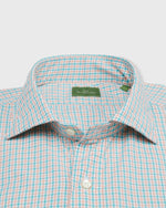 Load image into Gallery viewer, Spread Collar Sport Shirt in Peach/River Tattersall Poplin
