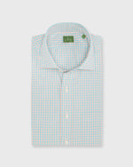 Load image into Gallery viewer, Spread Collar Sport Shirt in Peach/River Tattersall Poplin
