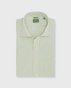 Slim-Fit Spread Collar Sport Shirt in Lemon/Periwinkle Tattersall Poplin