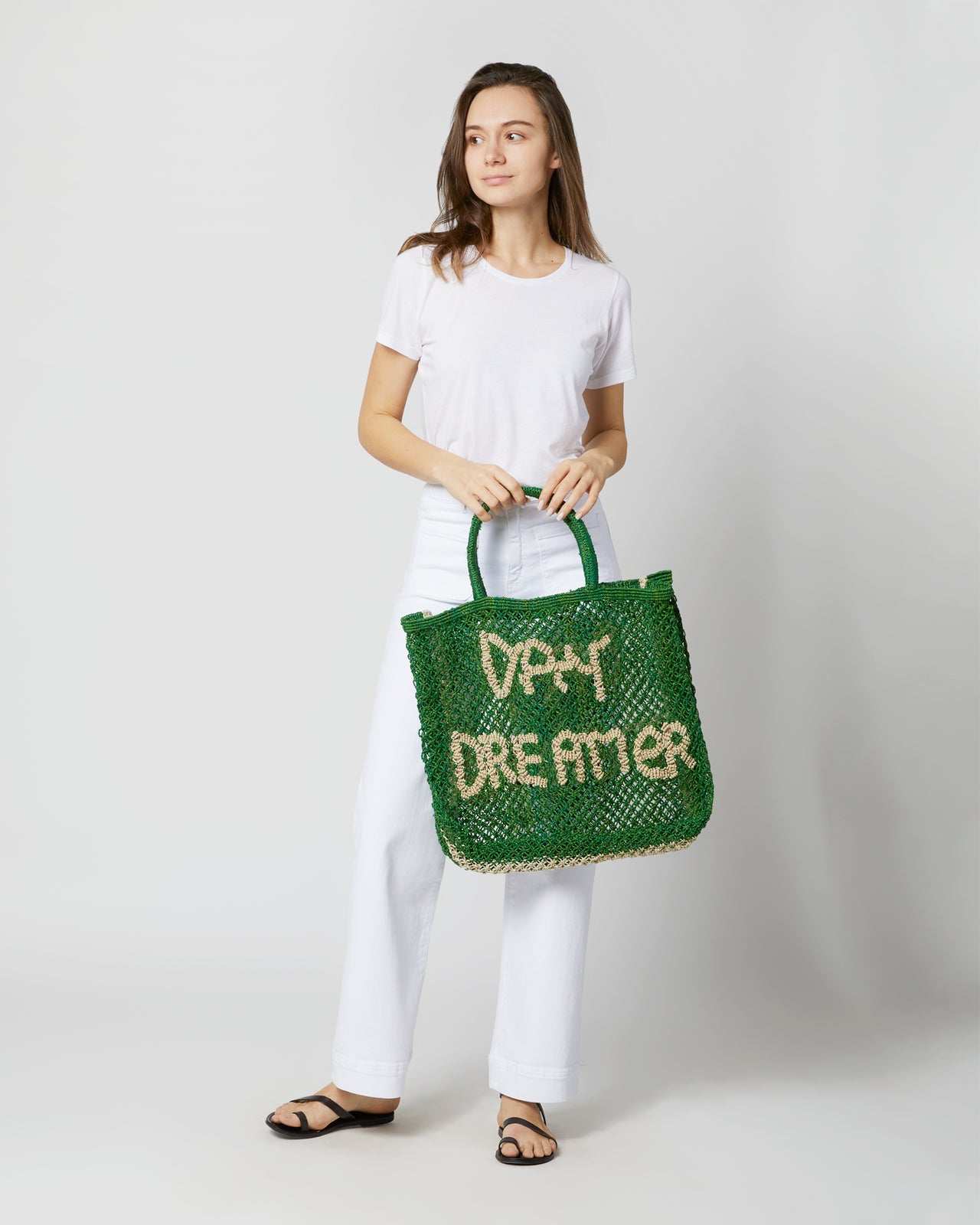 Large Day Dreamer Tote in Green/Natural