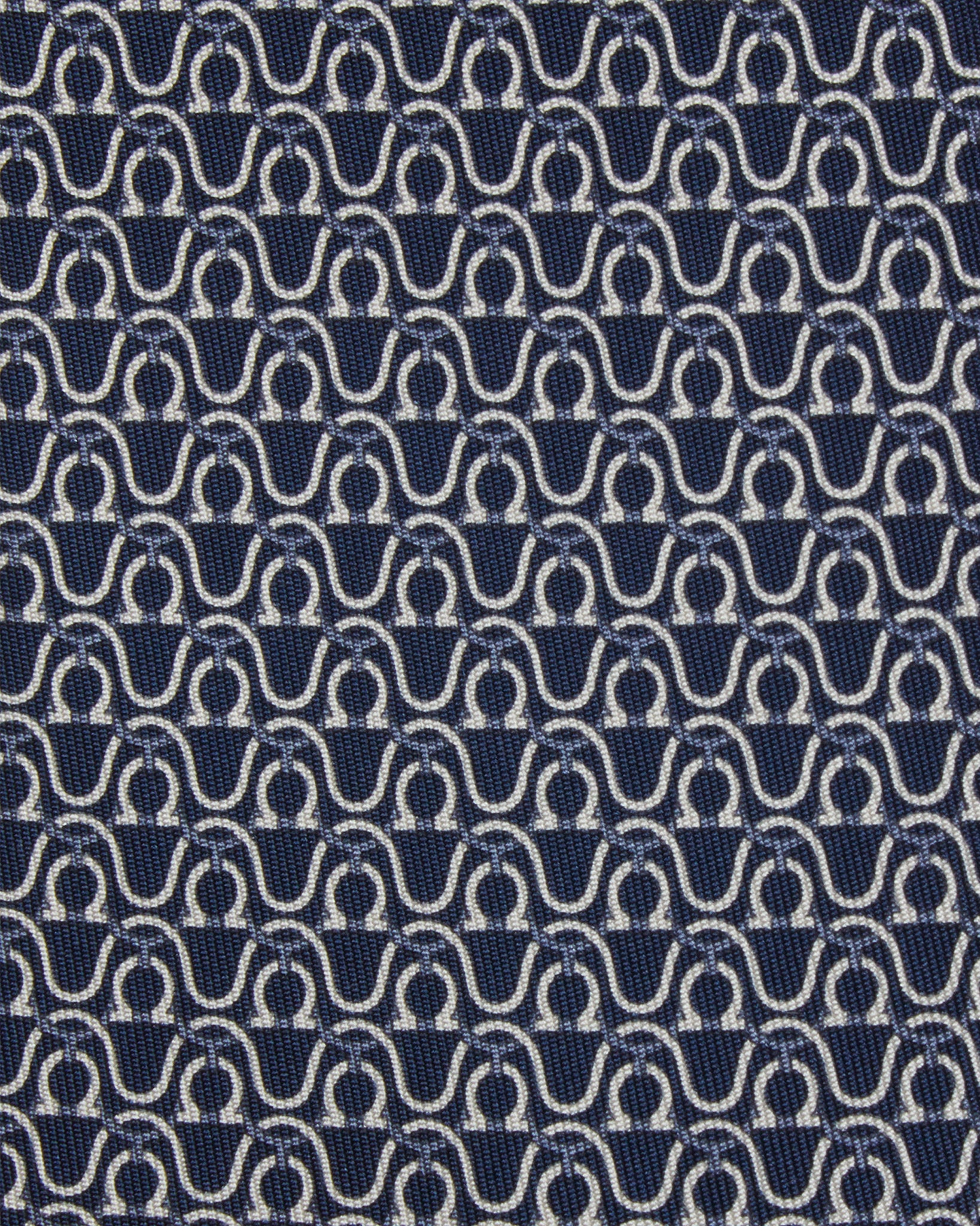 Silk Print Tie in Navy/Grey/White Stirrups