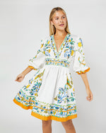 Load image into Gallery viewer, Margherita Dress in Borboni Placed Bianco Cotton Popeline Placée
