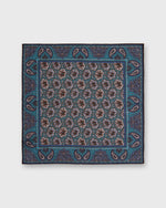 Load image into Gallery viewer, Linen/Cotton Print Pocket Square in River/Brown Paisley
