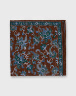 Load image into Gallery viewer, Linen/Cotton Print Pocket Square in Brown/Blue/Green Large Floral
