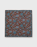 Load image into Gallery viewer, Linen/Cotton Print Pocket Square in Brown/Blue/Green Large Floral
