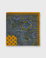 Load image into Gallery viewer, Linen/Cotton Print Pocket Square in Yellow Paisley
