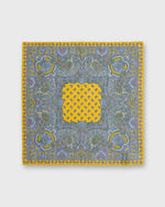 Load image into Gallery viewer, Linen/Cotton Print Pocket Square in Yellow Paisley
