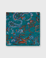 Load image into Gallery viewer, Linen/Cotton Print Pocket Square in River/Orange Paisley Floral
