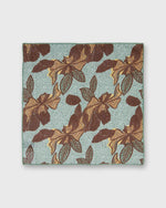 Load image into Gallery viewer, Linen/Cotton Print Pocket Square in Sage/Brown Large Flower
