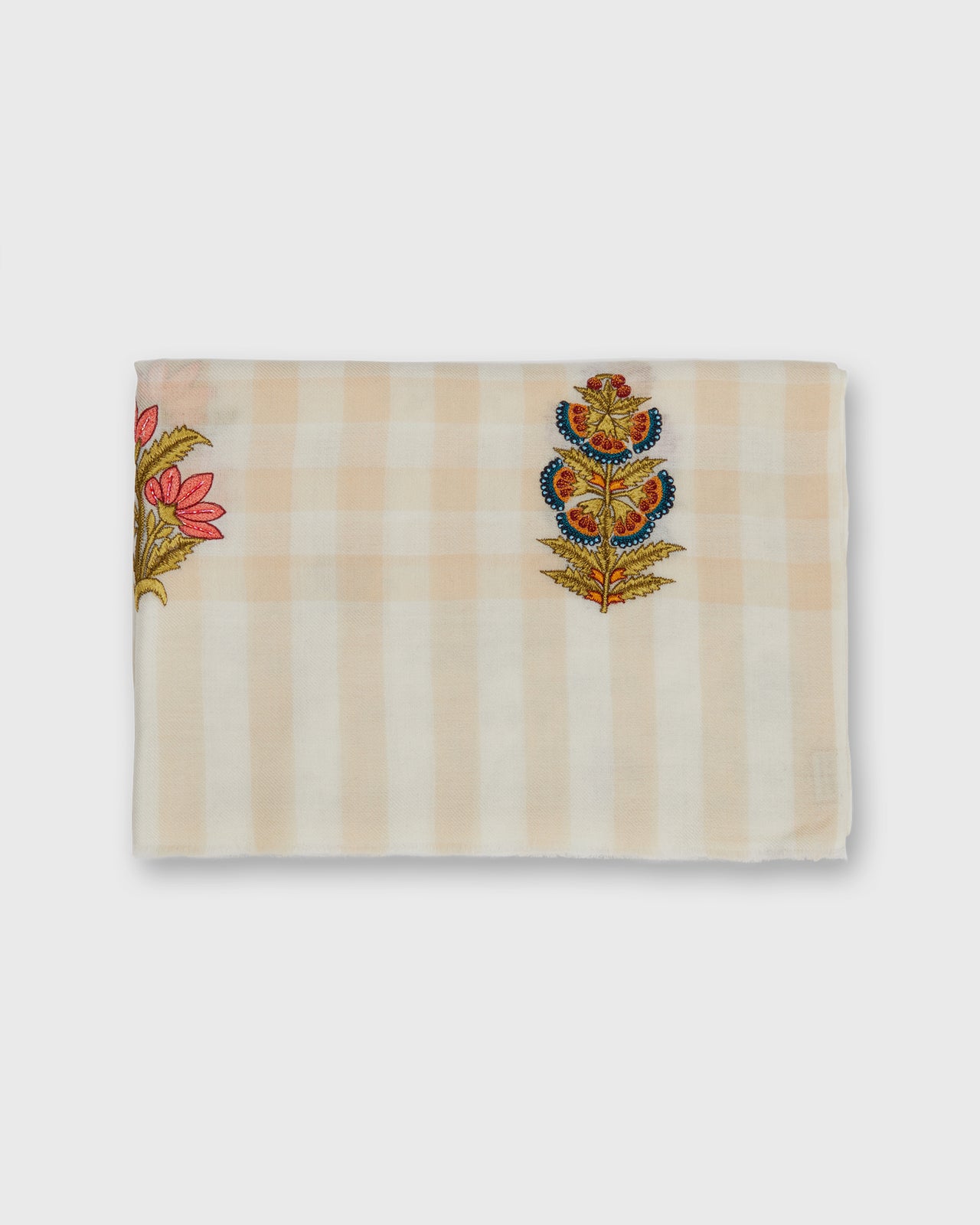 Imperial Garden Scarf in Beige/Ivory Check